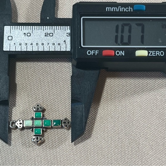 James Avery Retired Green Stone Mosaic Tile Enamel 925 Sterling Silver Cross - Picture 6 of 12